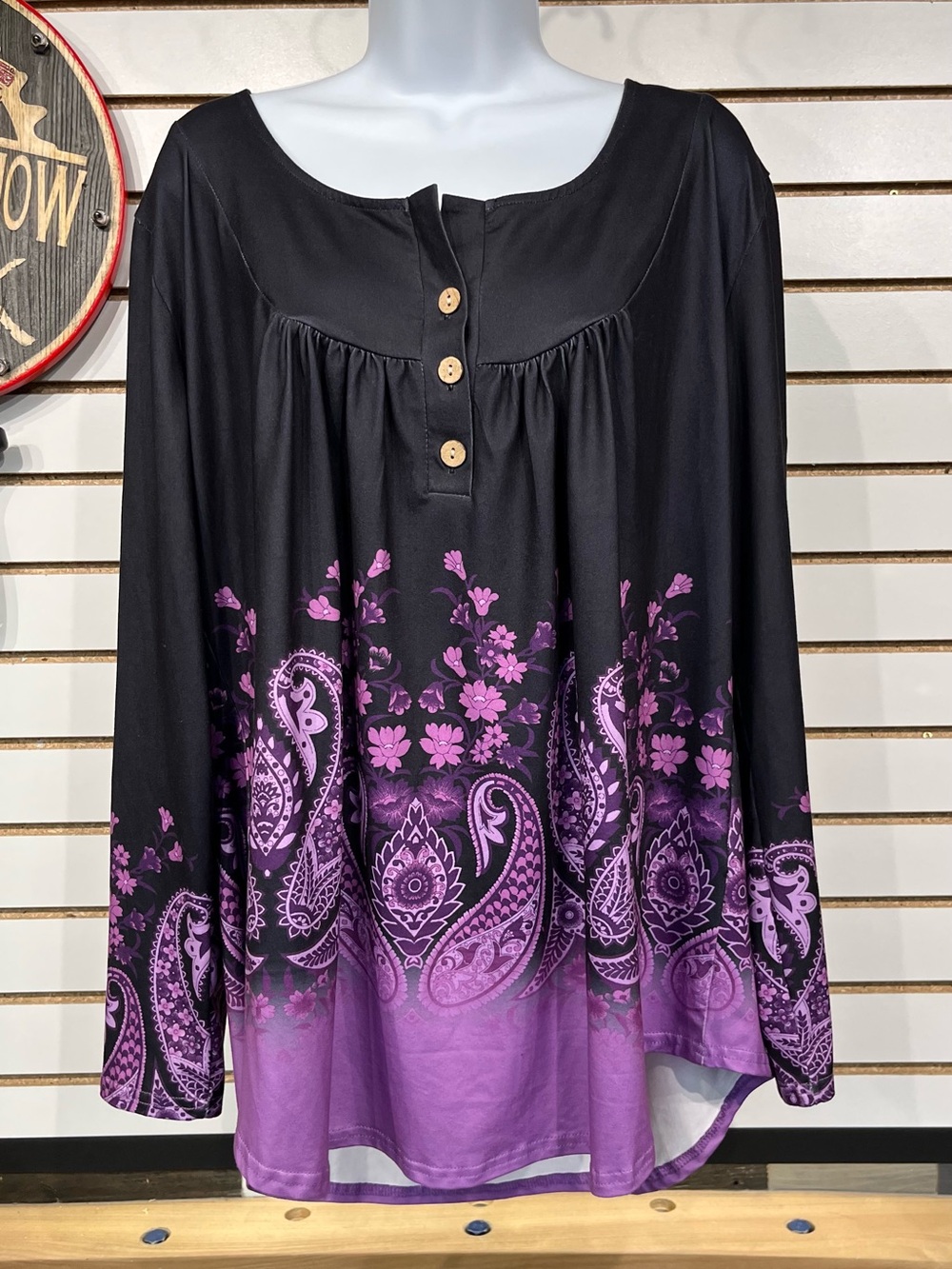 Purple & black blouse size 2X - Picture 2 of 7